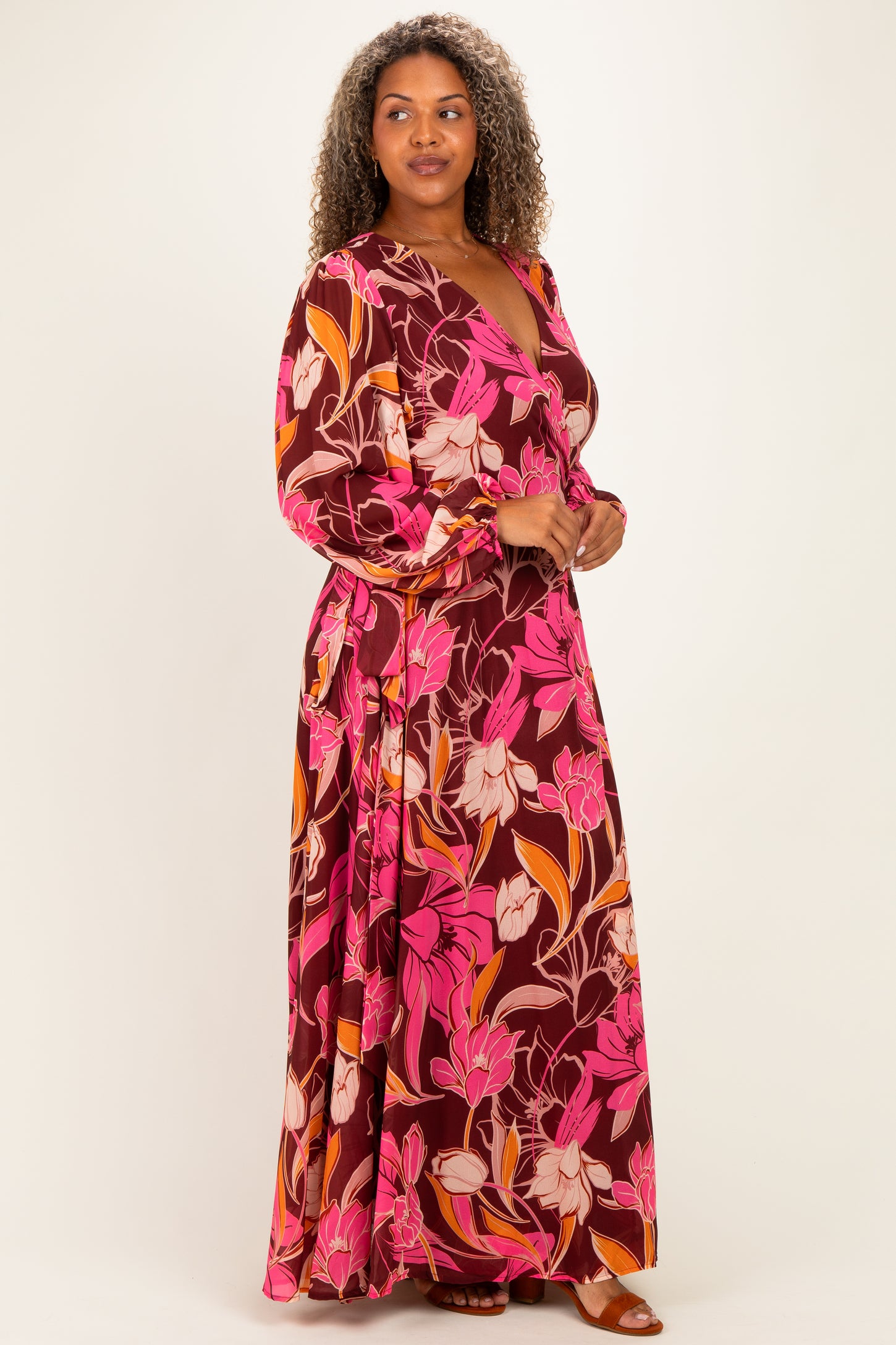 burgundy plus size maxi dress Floral Deep V-Neck – PinkBlush SIZE:4 draped overlay Bodycon Dresses ‘Aura’ Long Dress i