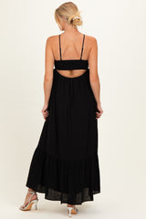 Black Halter Neck Tiered Cutout Maternity Maxi Dress
