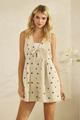 Cream Polka Dot Pleated V-Neck Romper