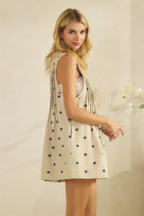 Cream Polka Dot Pleated V-Neck Romper