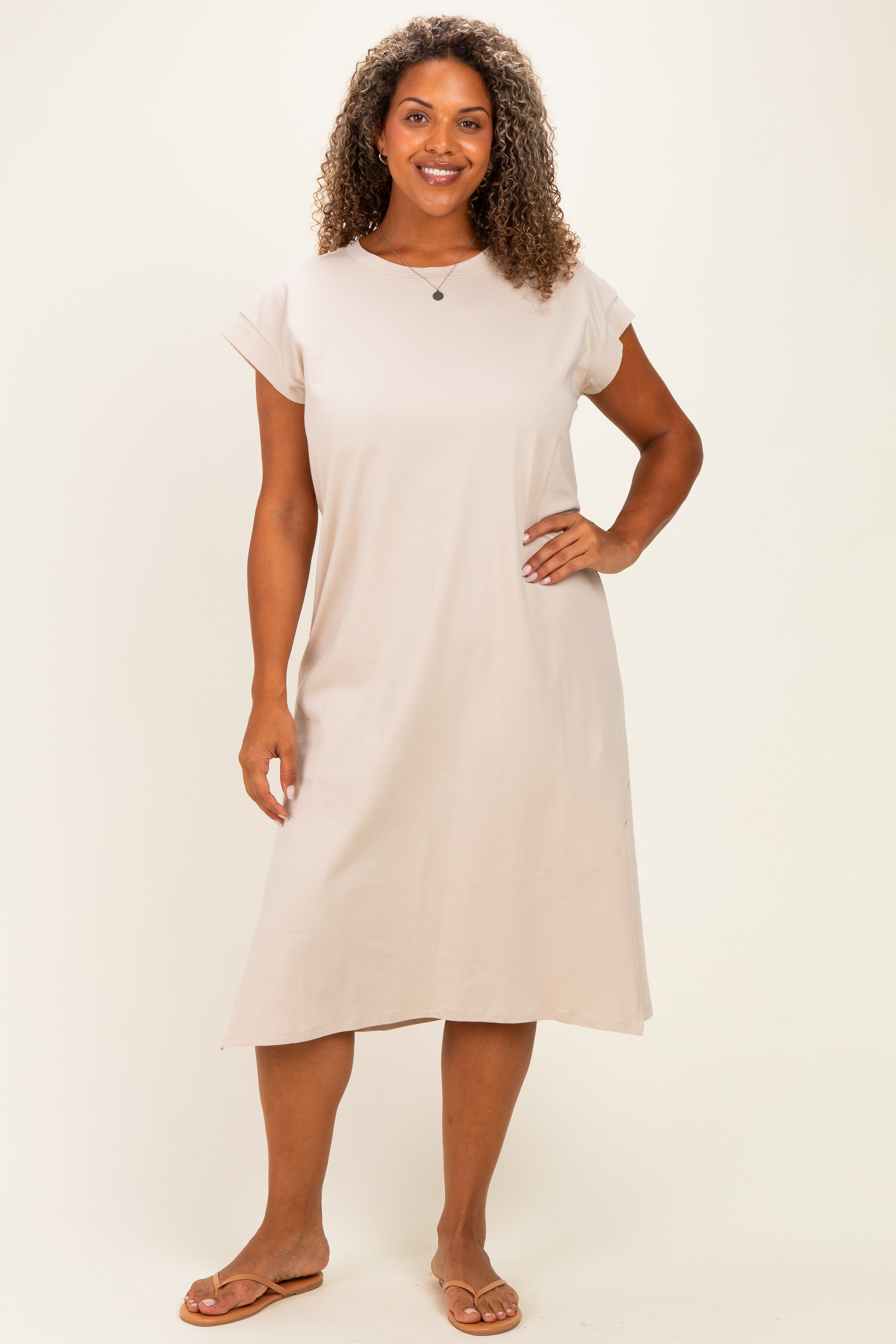 beige plus size dress Pinkblush Floral Pleated Chiffon Maternity Midi 2X bodycon dress features a lightweight ribbed fabric that perfectly hugs your curves Modest Beige Plus Size Dress