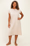 Beige Plus Round Neck Short Sleeve Midi Dress