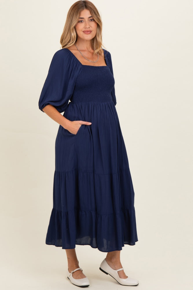 navy blue maternity maxi dress Navy Blue Velvet Maternity Maxi Dress PinkBlush