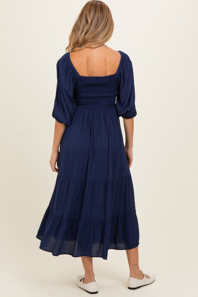 maxi maternity cocktail dresses Maternity Smocked Bodice Maxi Dress