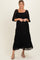 Black Lace Smocked Maternity Midi Dress