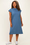 Blue Plus Round Neck Short Sleeve Midi Dress
