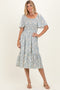 Light Blue Floral Smocked Midi Dress