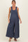 Navy Ruffle Strap Maternity Wide Leg Jumpsuit
