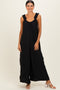 Black Ruffle Strap Wide Leg Jumpsuit