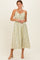 Cream Striped Floral Smocked Waist Midi Dress