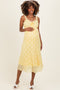Yellow Floral Lace Ruffle Maternity Midi Dress