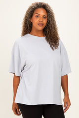 Heather Grey Plus Cotton Oversized Tunic Tee