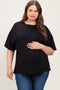 Black Plus Cotton Oversized Maternity Tunic Tee