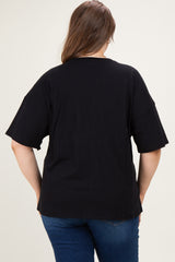 Black Plus Cotton Oversized Maternity Tunic Tee