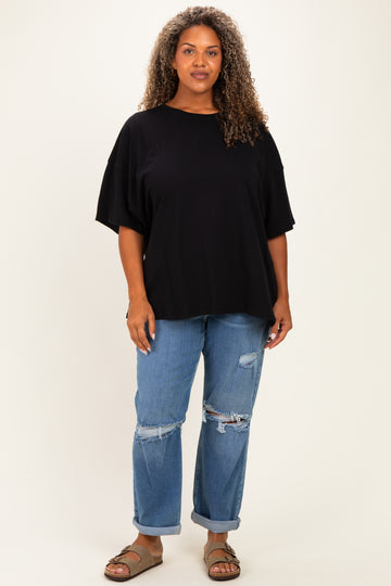 Black Plus Cotton Oversized Tunic Tee