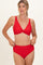 Red Twist Front V-Neck Bikini Set