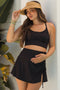 Black Ribbed Crop Tank Swim Skirt Maternity Set