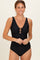 Black Keyhole Ruched One Piece Swimsuit