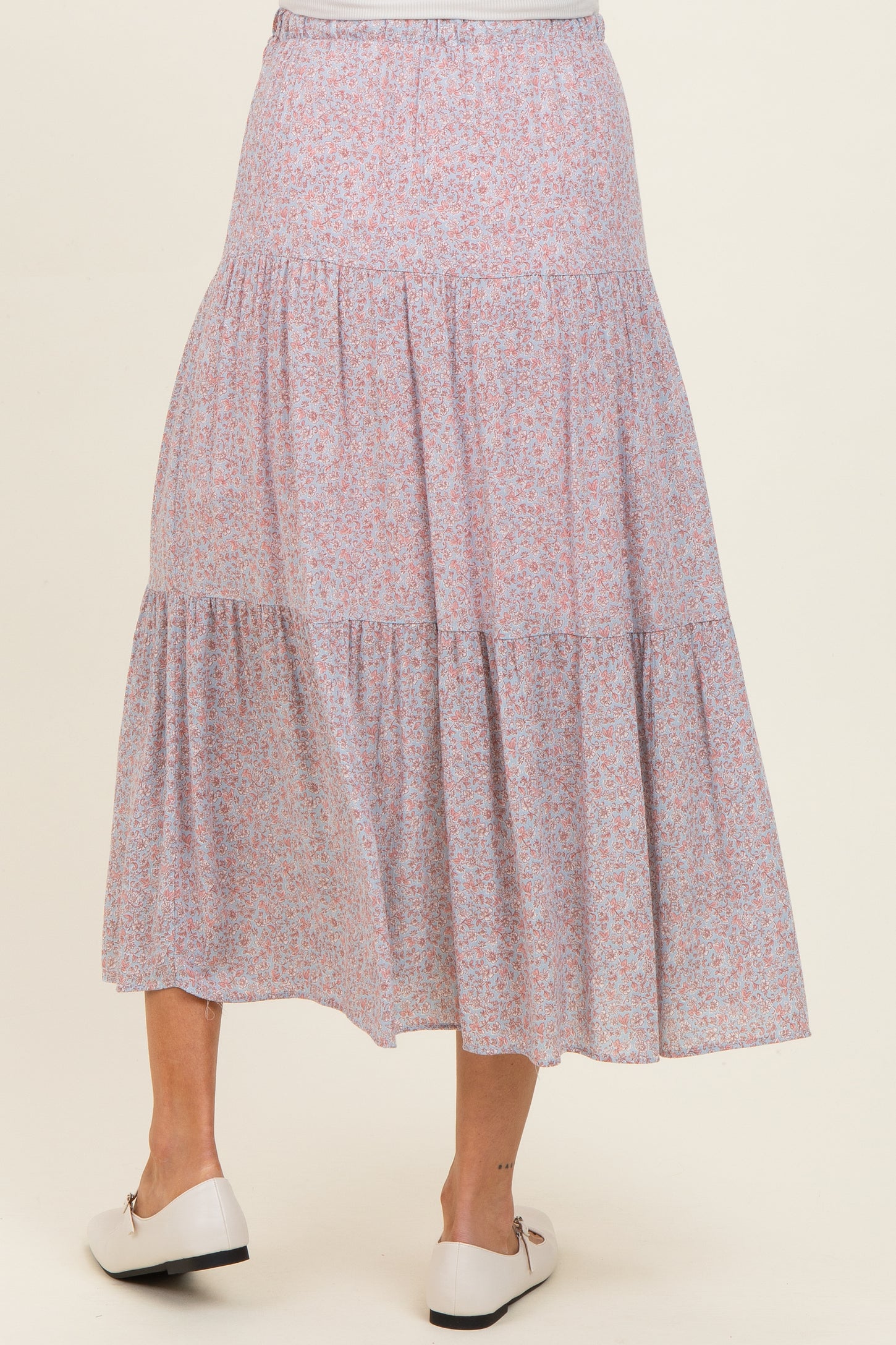 Pink Floral Maternity Maxi Skirt