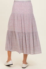Pink Floral Maternity Maxi Skirt