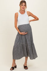 Black Floral Maternity Maxi Skirt