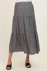 Black Floral Maternity Maxi Skirt