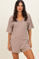 Mocha Scoop Neck Maternity Romper