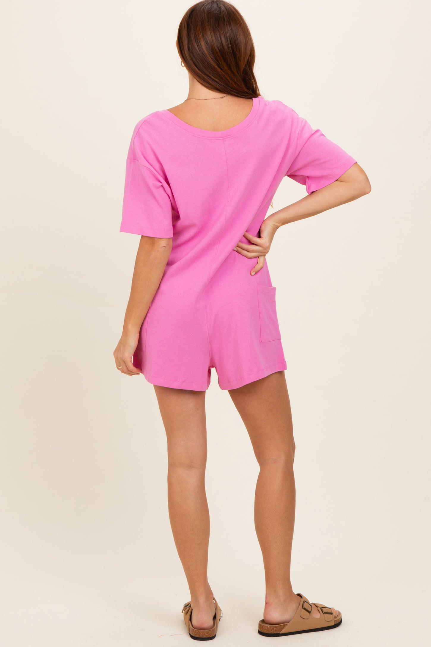 Pink Scoop Neck Romper