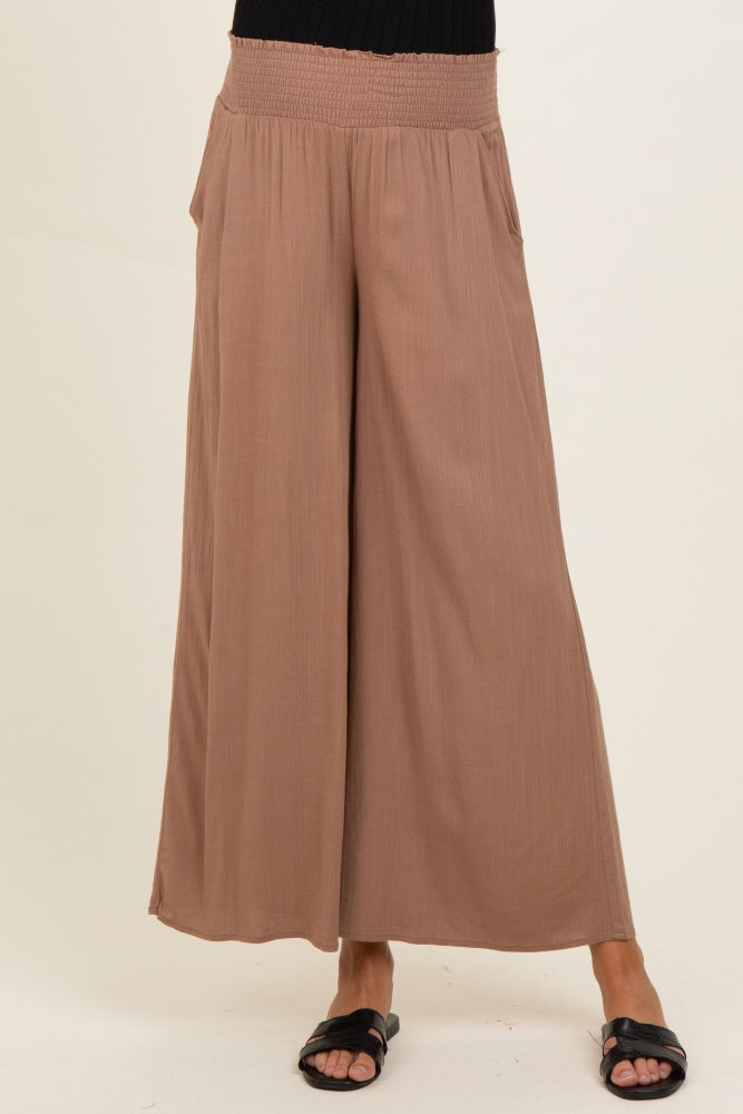 Cocoa Smocked Waistband Wide Leg Maternity Lounge Pants