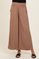 Cocoa Smocked Waistband Wide Leg Maternity Lounge Pants