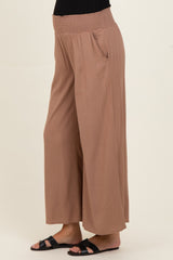 Cocoa Smocked Waistband Wide Leg Maternity Lounge Pants