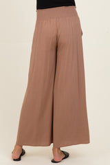 Cocoa Smocked Waistband Wide Leg Maternity Lounge Pants