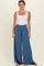 Denim Smocked Waistband Wide Leg Lounge Pants