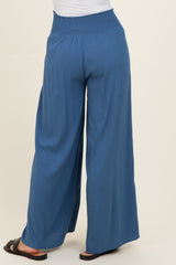 Denim Smocked Waistband Wide Leg Lounge Pants