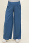 Denim Smocked Waistband Wide Leg Maternity Lounge Pants