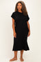 Black Plus Round Neck Short Sleeve Midi Dress