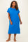 Royal BluePlus Round Neck Short Sleeve Midi Dress