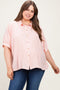 Coral Plus Woven Stripe Button DownMaternity Top