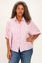 Red Plus Woven Stripe Button Down Top