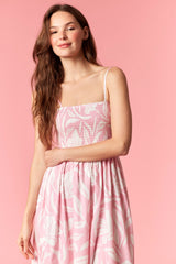 Light Pink Floral Smocked Midi Dress