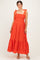 Tomato Laser Cut Lace Shoulder Tie Maternity Maxi Dress