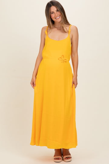 Sunflower Sleeveless Flower Belt Maxi Dress
