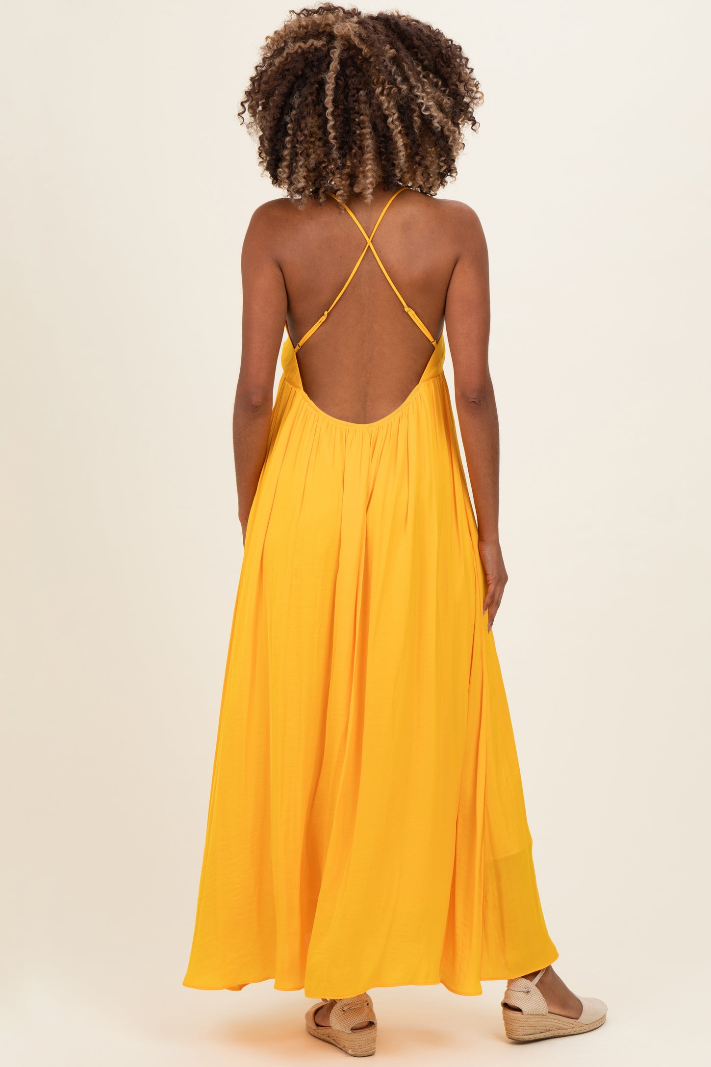 sunflower maxi dress Sunflower V-Neck Open Back Maternity Maxi Dress
