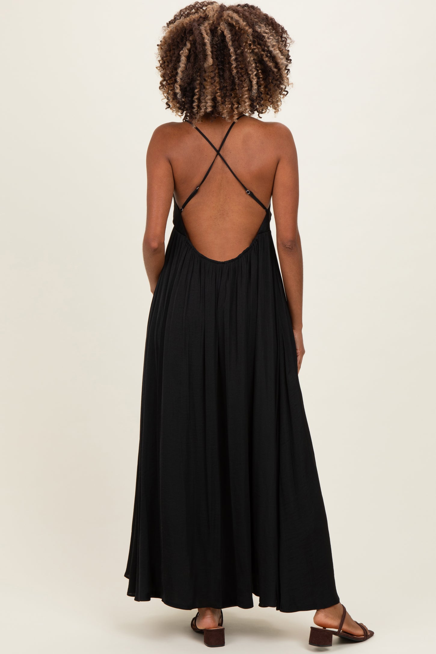 open back maternity maxi dress Pinkblush Light Pink Sweetheart Neckline Open Back Maternity Maxi Dress Large