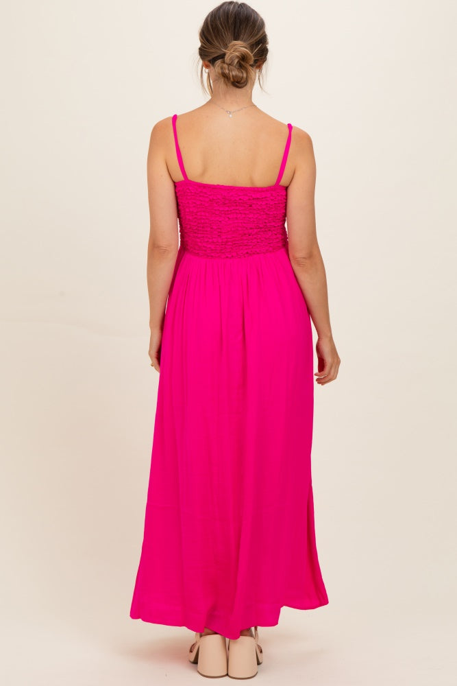 Hot Pink Textured Smocked Maternity Maxi Dress – PinkBlush Hot Pink Textured Smocked Maternity Maxi Dress – PinkBlush