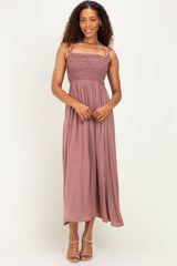 Mauve Textured Smocked Maternity Maxi Dress