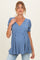 Blue Ditsy Floral Smocked Sleeve Maternity Wrap Top