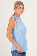 Light Blue Ribbed Sleeveless Top