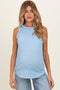 Light Blue Ribbed Sleeveless Maternity Top