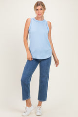 Light Blue Ribbed Sleeveless Top